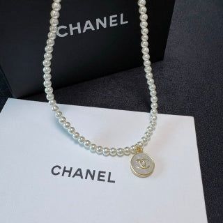 Chanel Pearl and Round Pendant Necklace