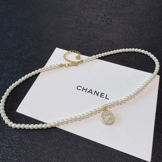 Chanel Pearl and Round Pendant Necklace