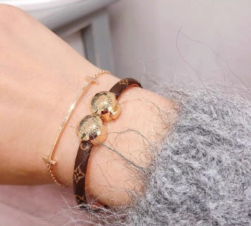 Louis Vuitton Monogram Leather Cuff Bracelet