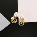 Dior Pearl CD Crystal Drop Stud Earrings