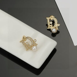 Dior Liora Crystal CD Pearl Stud Earrings