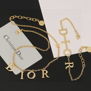 Dior Liora CD Letter Crystal Link Necklace