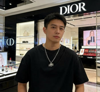 Dior Evelyne Silver Letter Logo Chain Necklace