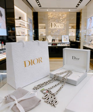 Dior Evelyne Silver Letter Logo Chain Necklace