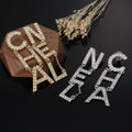 Chanel Crystal Letter Statement Drop Earrings