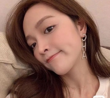 Chanel Crystal Letter Statement Drop Earrings