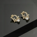 Dior Liora Crystal CD Pearl Stud Earrings