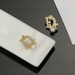 Dior Liora Crystal CD Pearl Stud Earrings
