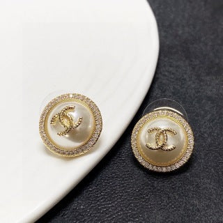 Chanel Vintage Crystal Halo CC Earrings