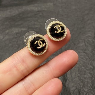 Chanel Vintage Crystal Halo CC Earrings