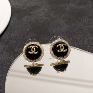 Chanel Vintage Crystal Halo CC Earrings
