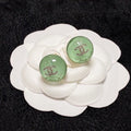 Chanel Mint Enamel Round Signature Earrings