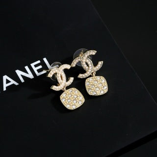 Chanel Elegant Crystal Charm Drop Earrings