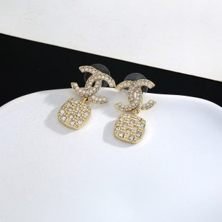 Chanel Elegant Crystal Charm Drop Earrings