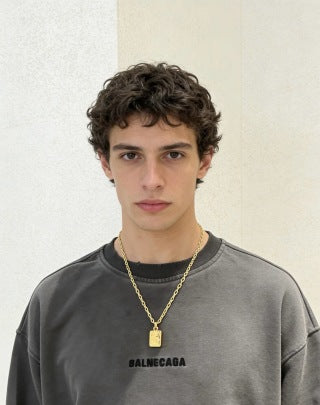 Gucci Engraved Rectangular Medallion Pendant Necklace