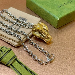 Gucci Lion Head Pendant Chain Necklace