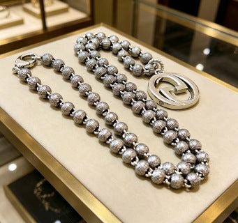 Gucci Beaded Interlocking G Medallion Long Necklace