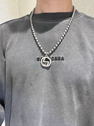 Gucci Beaded Interlocking G Medallion Long Necklace