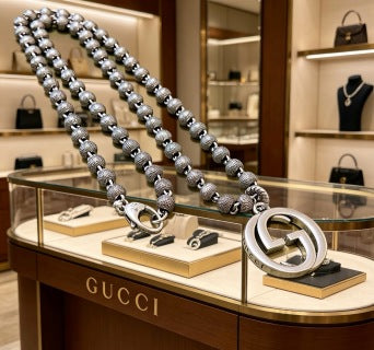 Gucci Beaded Interlocking G Medallion Long Necklace