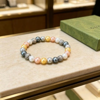 Gucci Multicolor Pearl Bead Interlocking G Bracelet