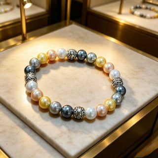 Gucci Multicolor Pearl Bead Interlocking G Bracelet