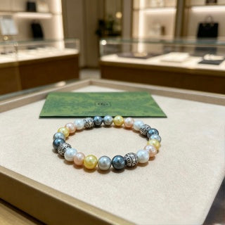 Gucci Multicolor Pearl Bead Interlocking G Bracelet