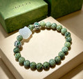 Gucci Green Jasper Bead Interlocking G Bracelet