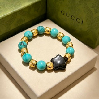 Gucci Turquoise Bead Double G Charm Bracelet