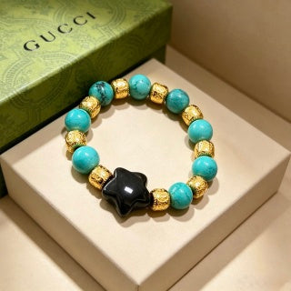 Gucci Turquoise Bead Double G Charm Bracelet