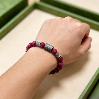 Gucci Magenta Bead Interlocking G Charm Bracelet