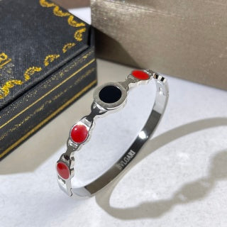 Bvlgari Two Tone Red Accent Cuff Bracelet – Elegant Luxury Jewelry