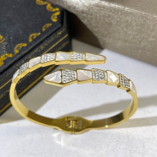 Bvlgari Gold Geometric Diamond Cuff Bracelet – Elegant Luxury Jewelry