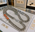 Dior Evelyne Silver Multi Charm Link Chain Necklace