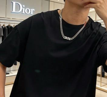 Dior Evelyne Silver Multi Charm Link Chain Necklace