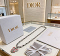 Dior Evelyne Silver Teddy Bear Charm Link Necklace