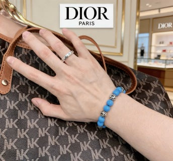 Dior Evelyne Sky Blue Bead Charm Bracelet