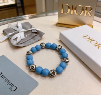 Dior Evelyne Sky Blue Bead Charm Bracelet