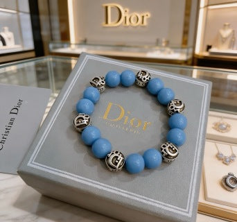 Dior Evelyne Sky Blue Bead Charm Bracelet