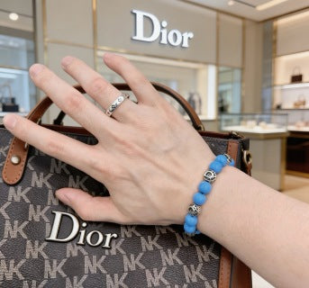 Dior Evelyne Sky Blue Bead Charm Bracelet