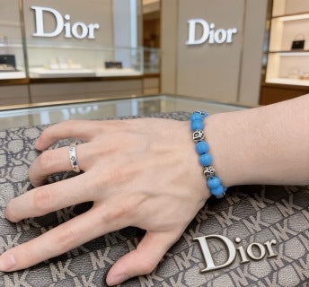 Dior Evelyne Sky Blue Bead Charm Bracelet