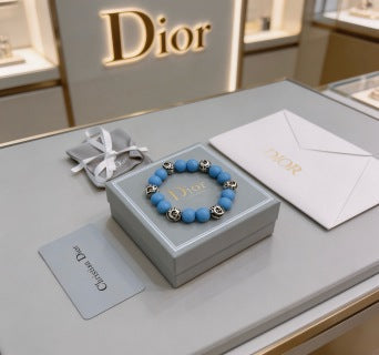 Dior Evelyne Sky Blue Bead Charm Bracelet