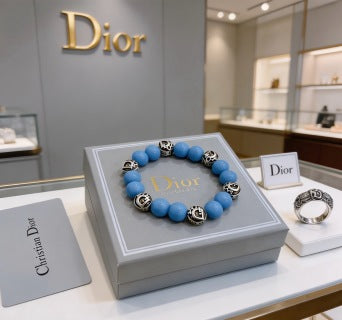 Dior Evelyne Sky Blue Bead Charm Bracelet