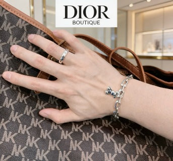 Dior Evelyne Silver Teddy Bear Charm Link Bracelet