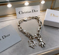 Dior Evelyne Silver Teddy Bear Charm Link Bracelet