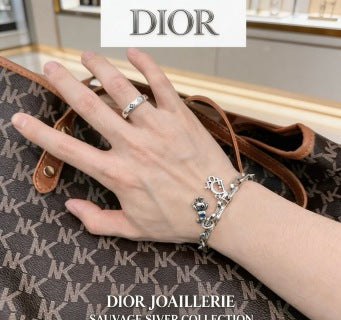 Dior Evelyne Silver Teddy Bear Charm Link Bracelet