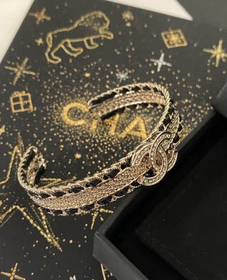 Chanel Black Crystal CC Cuff Bracelet – Elegant Luxury Fashion Jewelry