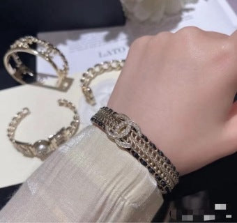 Chanel Black Crystal CC Cuff Bracelet – Elegant Luxury Fashion Jewelry