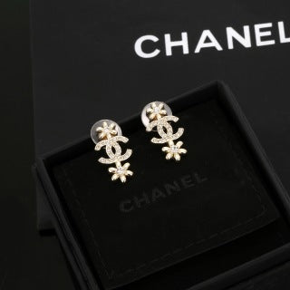 Chanel Crystal CC Floral Drop Earrings – Elegant Luxury Fashion Jewelry