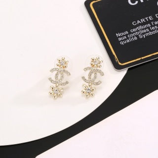 Chanel Crystal CC Floral Drop Earrings – Elegant Luxury Fashion Jewelry