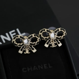 Chanel Crystal Bow Charm Earrings – Elegant Luxury Fashion Jewelry